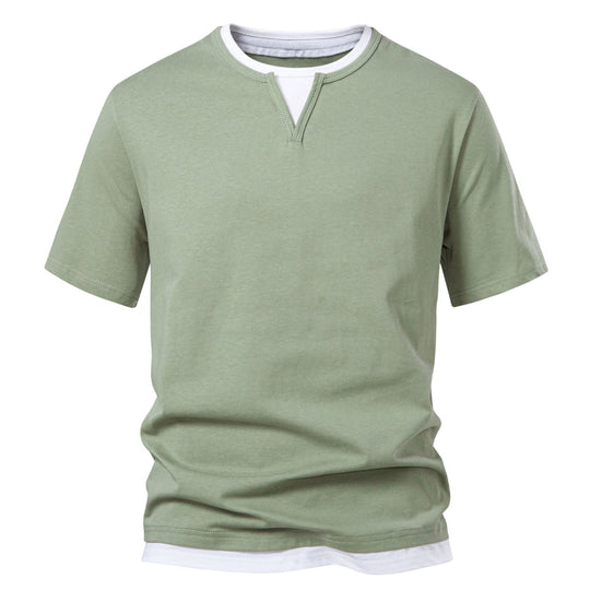 Herren Langarmshirt mit Lagen-Look und markantem Schlitzkragen Nord Taschen