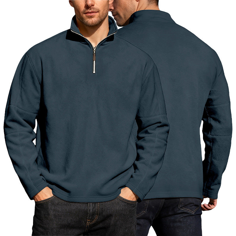 Herren Thermo-Fleece-Halbzip-Pullover mit Stehkragen Nord Taschen