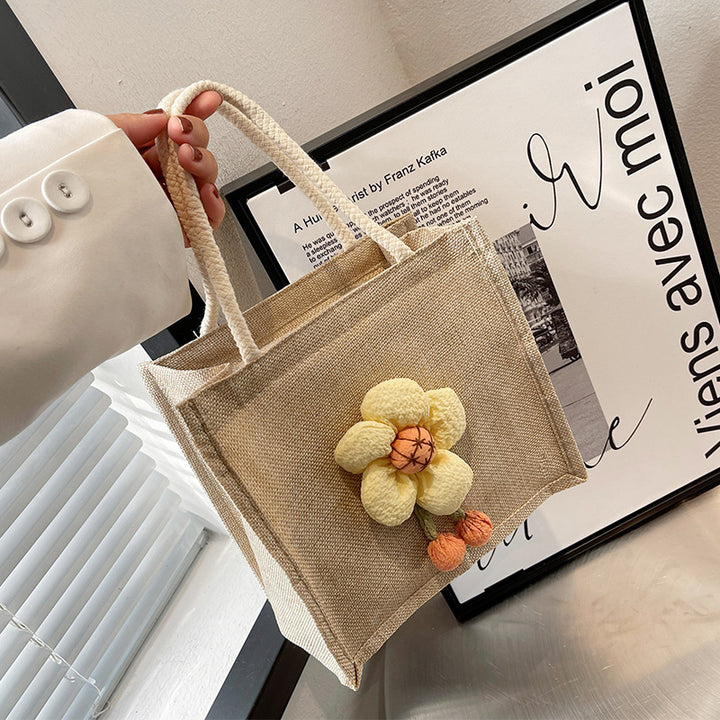 Damen Jutetasche mit floralem 3D-Design Nord Taschen