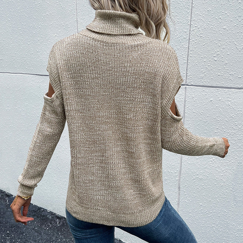 Damen Lässiger Strickpullover mit Cut-Out-Ärmeln Nord Taschen