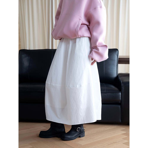 Damen Midirock mit hohem Elastbund, weitem Fall und praktischen Eingrifftaschen Nord Taschen