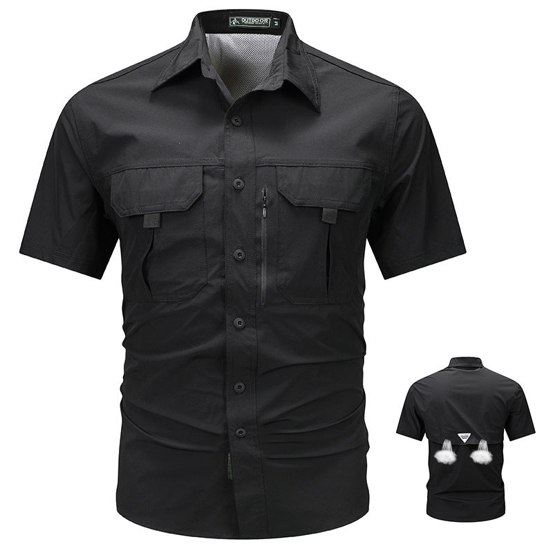 Men's  tactical short sleeve button shirt with dual flap chest pockets and discreet zip utility pocket Nord Taschen