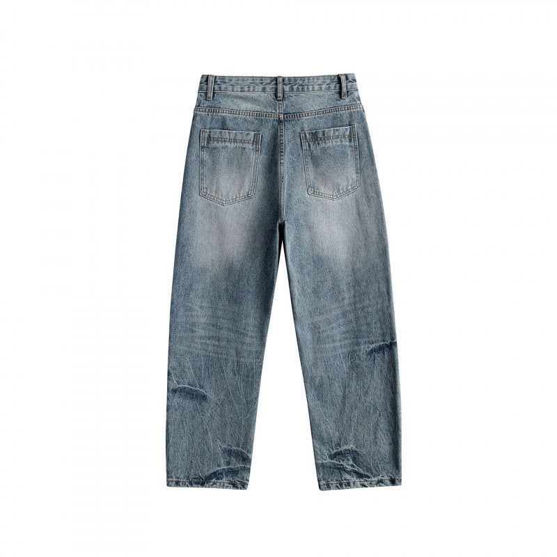 Damen Weite High-Waist Straight‑Leg Vintage-Jeans mit Used-Waschung und dezenten Distressed-Details Nord Taschen