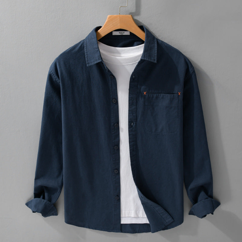 Herren Leichtes Baumwoll-Layering-Overshirt mit tonaler Brusttasche und Soft‑Touch‑Finish Nord Taschen