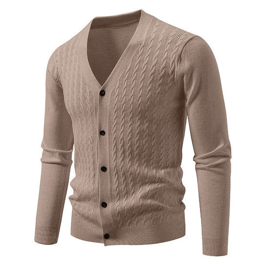 Herren Feinstrick-Cardigan mit Zopfmuster, V‑Ausschnitt und Knopfleiste Nord Taschen