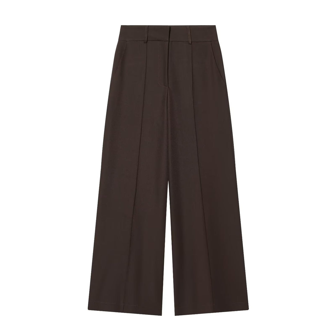 Damen Weite High‑Waist-Hose mit markanter Bügelfalte und Bundfalten Nord Taschen