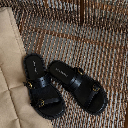 Damen elegante Komfort-Pantoletten mit verstellbarem Riemen und ergonomischer Sohle