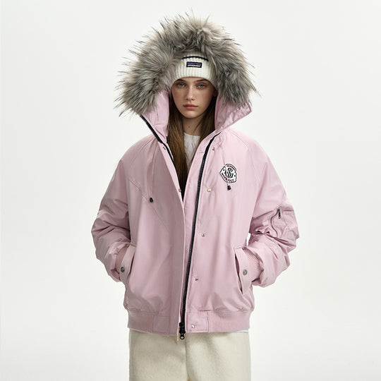 Damen nan oversized Thermo-Parka mit voluminöser Kapuze, abnehmbarer Webpelzblende und Rippbündchen Nord Taschen