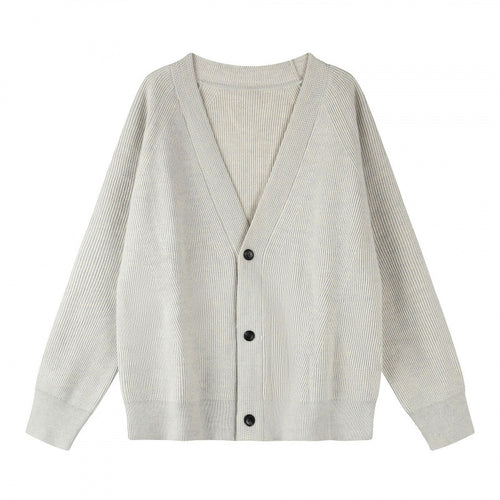 Unisex Boxy-Grobstrick-Cardigan mit V-Ausschnitt, Knopfleiste und Raglanärmeln Nord Taschen