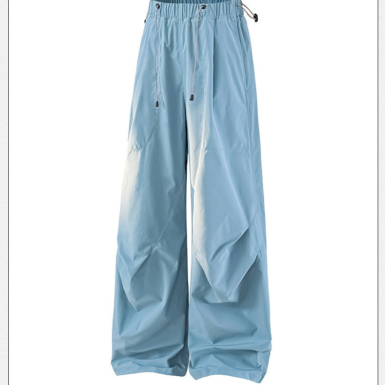 Damen Weite Palazzo-Hose mit Tunnelzugbund, drapierten Falten & verstellbarem Saum Nord Taschen