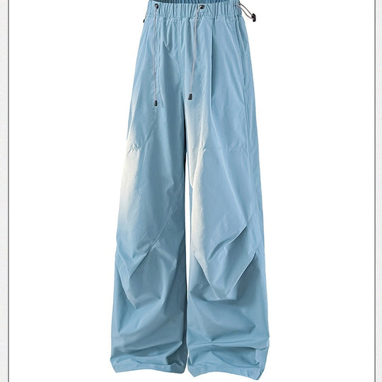 Damen Weite Palazzo-Hose mit Tunnelzugbund, drapierten Falten & verstellbarem Saum Nord Taschen
