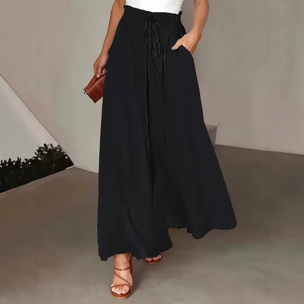 Damen Weit geschnittene Sommerhose mit Punkte-Design Nord Taschen