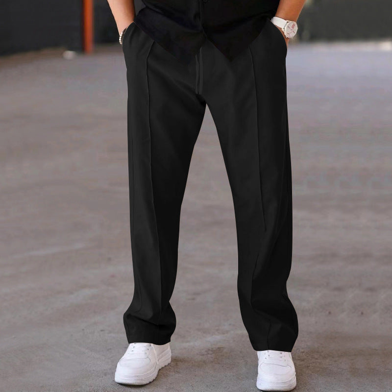Herren elegante Freizeithose mit geradem Schnitt und klassischen Falten
