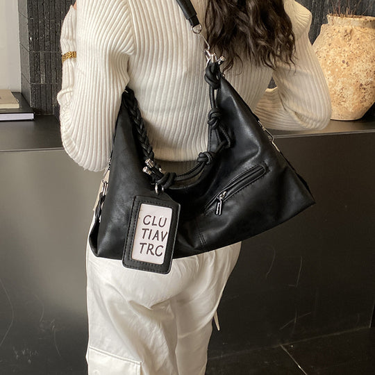 Damen Hobo-Tasche aus hochwertigem Leder mit geflochtenem Detail Nord Taschen