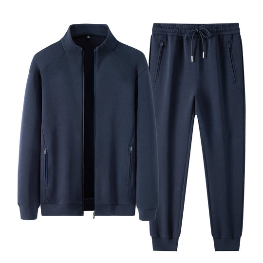 Herren Zweiteiliges minimalistisches Jogging‑Set mit Stehkragen, Zwei-Wege‑Reißverschluss & Reißverschlusstaschen Nord Taschen