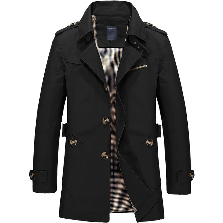 Herren  legerer Baumwoll-Blazer mit Knopfleiste, aufgesetzten Taschen und gestreiftem Innenfutter Nord Taschen