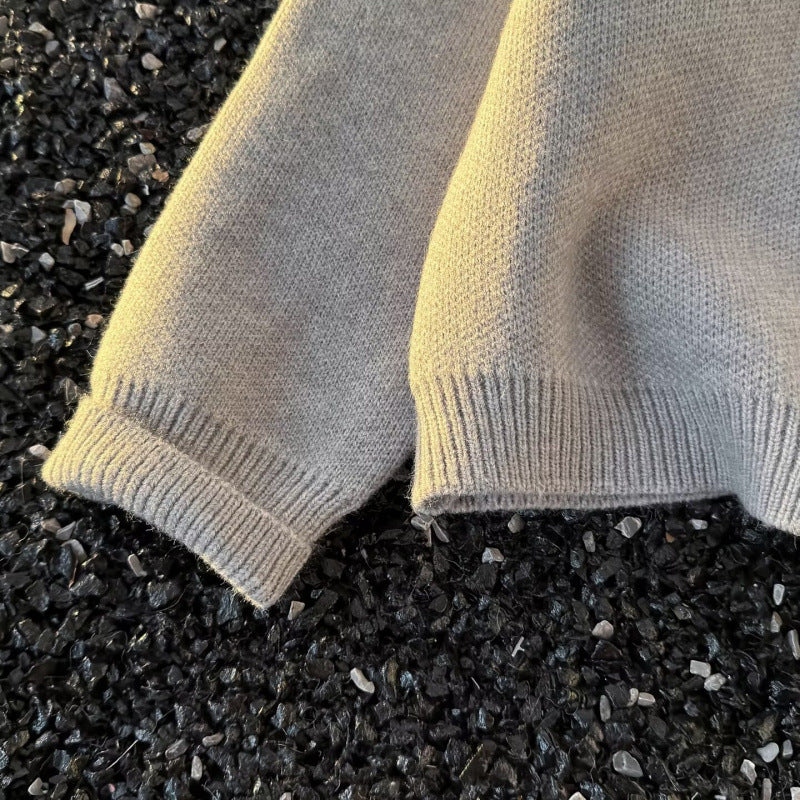 Unisex Kuscheliger melierter Feinstrick-Pullover mit Raglanärmeln und geripptem Rundhals Nord Taschen