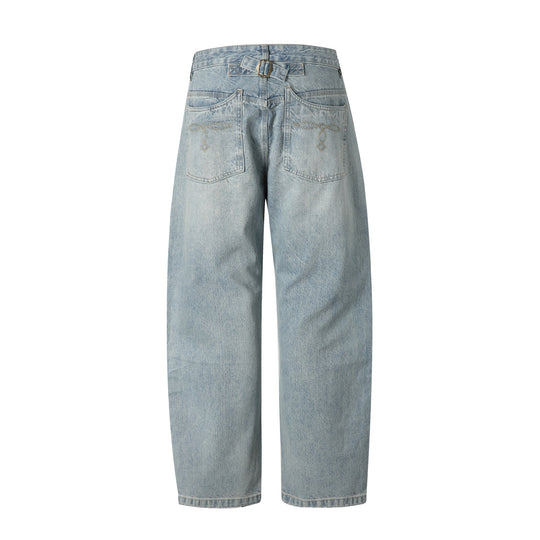 Damen Gerade geschnittene Jeans mit hoher Taille und relaxed Fit aus leichtem Denim Nord Taschen