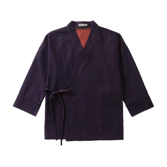 Damen Leichte zweifarbige Kimono-Jacke mit Bindebändern und kontrastiertem Innenfutter Nord Taschen