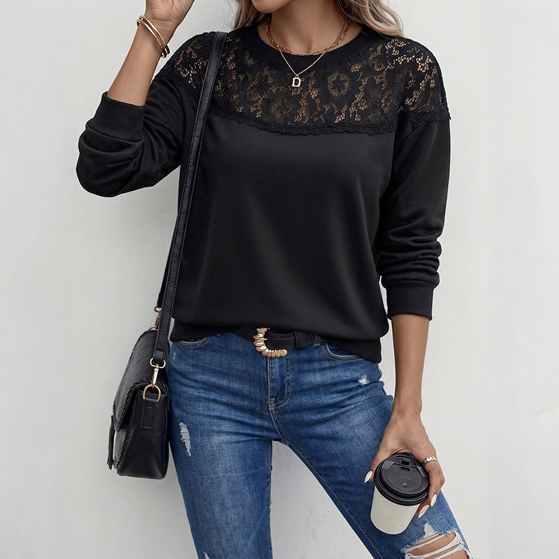 Damen Eleganter Pullover mit Spitzenbesatz Nord Taschen
