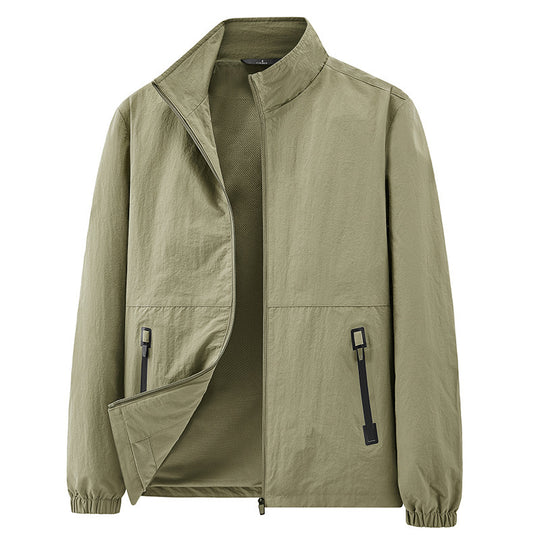 Herren Minimalistische Funktionsjacke mit Stehkragen, atmungsaktivem Meshfutter und wasserabweisenden Reißverschlüssen Nord Taschen