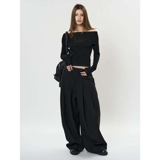 Damen Off-Shoulder figurbetontes Langarm-Shirt aus Stretch‑Jersey Nord Taschen