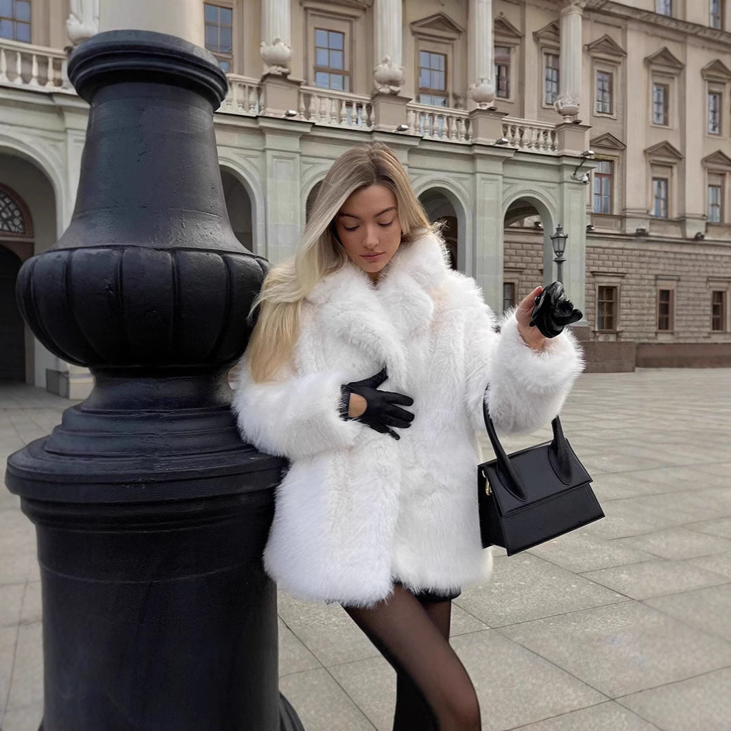 Damen Kurzer Boxy-Faux‑Fur‑Cardigan mit dichtem Hochflor und offener Front Nord Taschen