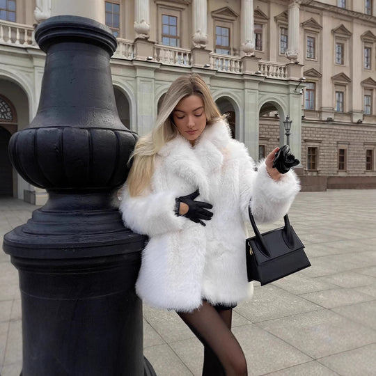 Damen Kurzer Boxy-Faux‑Fur‑Cardigan mit dichtem Hochflor und offener Front Nord Taschen