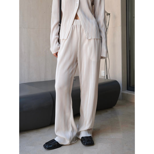 Damen Weite Palazzo‑Hose aus geripptem Feinstrick mit Elastbund Nord Taschen