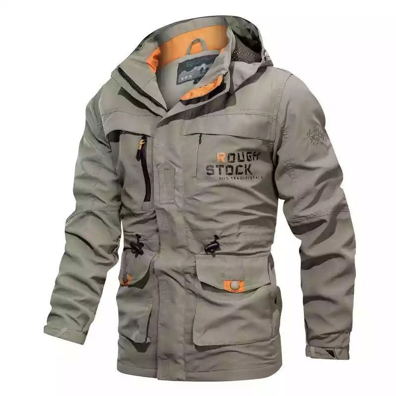 Herren robuster Canvas-Fieldparka mit Kapuze, Multifunktionstaschen und Taillenregulierung Nord Taschen