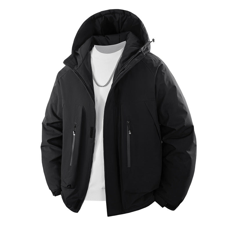 Herren Wattierte Kapuzen-Outdoorjacke mit wasserabweisender Membran und technischen Reißverschlusstaschen Nord Taschen