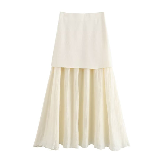 Damen Zweilagiger Chiffon-Maxirock mit glattem Hüftbesatz und A‑Linien‑Fall Nord Taschen