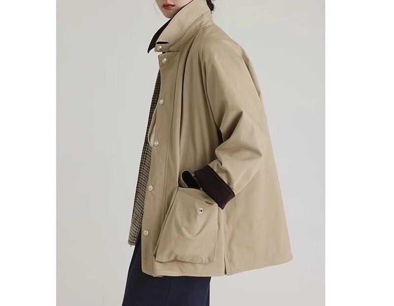 Herren kurzer Fieldcoat mit Cordkragen, Druckknopfleiste und aufgesetzten Taschen Nord Taschen