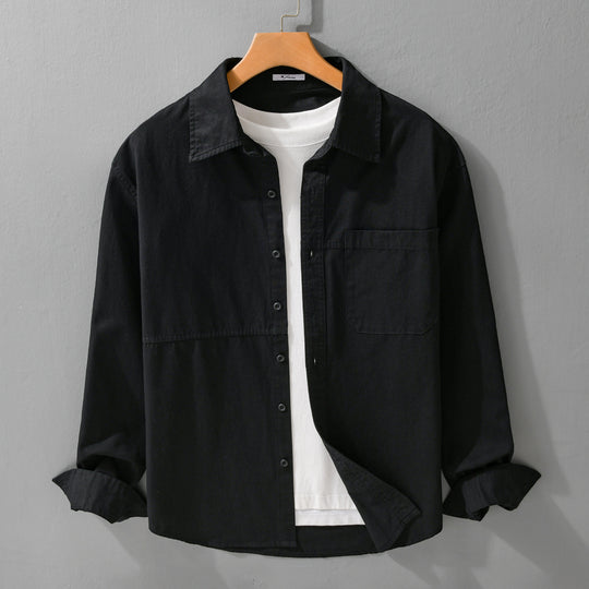 Herren Leichtes Hemdjacken-Overshirt aus gewaschenem Baumwoll-Twill mit Brusttasche Nord Taschen