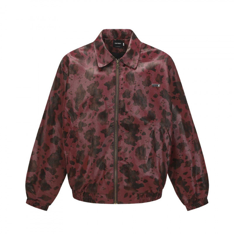 Unisex Kurz geschnittene Boxy-Jacke mit Reißverschluss, elastischem Saum und modernem Animal-Print Nord Taschen