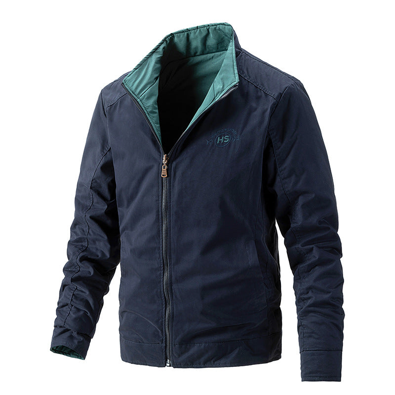 Herren Leichte wasserabweisende Zip-Jacke mit Stehkragen und kontrastiertem Futter Nord Taschen