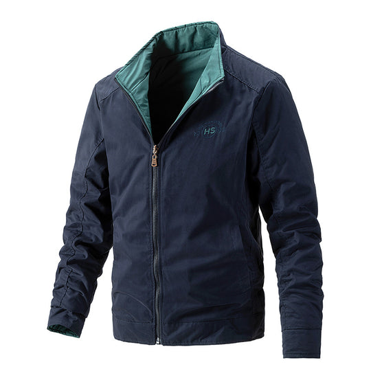 Herren Leichte wasserabweisende Zip-Jacke mit Stehkragen und kontrastiertem Futter Nord Taschen