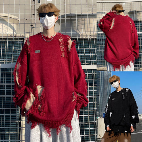 Herren Lässiger Grobstrickpullover mit distressed Optik Nord Taschen