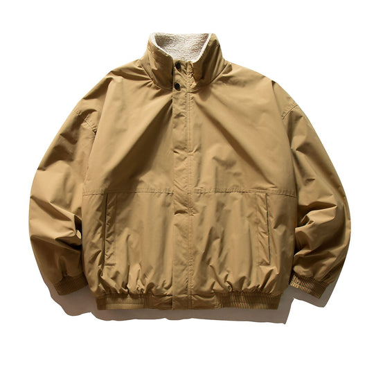 Unisex Kurz geschnittener winddichter Bomber mit Teddyfutterkragen und elastischem Bund Nord Taschen