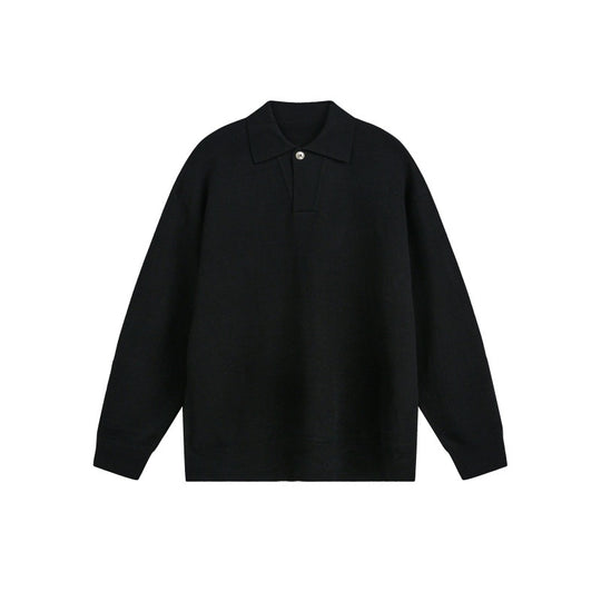 Herren Lockerer Strick-Polo-Pullover mit Knopfblende und Oversize-Schnitt Nord Taschen