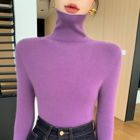 Damen Schlanker Feinstrickpullover mit hohem Rollkragen und feiner Rippstruktur Nord Taschen