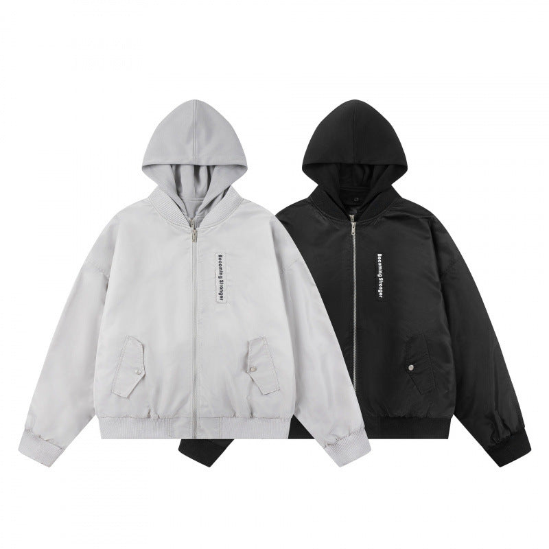 Unisex Oversize Kapuzen-Blousonjacke mit Rippbündchen und Pattentaschen Nord Taschen