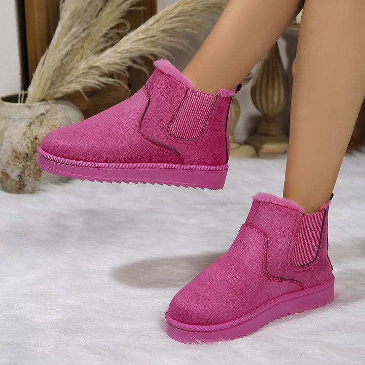 Damen  gefütterte Chelsea-Boots im Velours‑Look mit hohem Plateau‑Sohlenprofil und weichem Innenfutter Nord Taschen