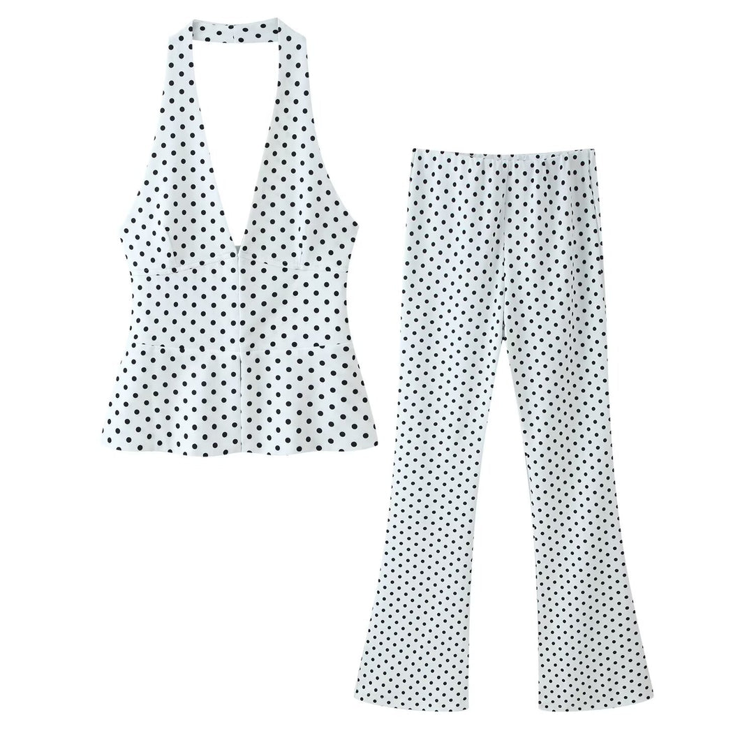 Damen Hochtaillierte Flare-Hose mit Gummibund und Polka-Dot-Print Nord Taschen