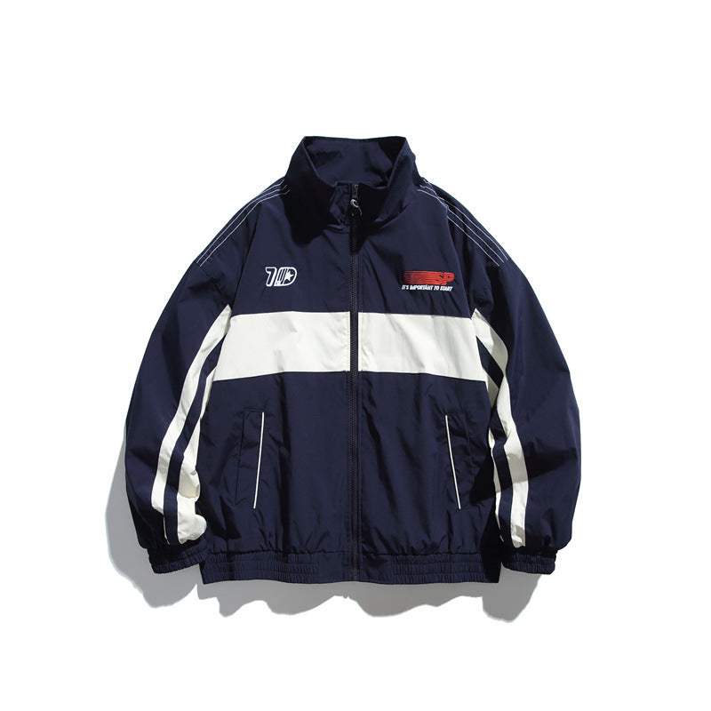 Herren Sportliche Retro-Trainingsjacke mit Streifendetail und Stehkragen Nord Taschen
