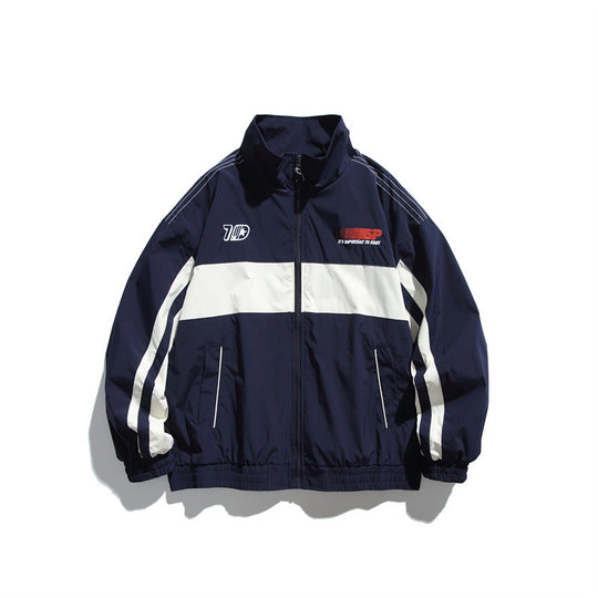 Herren Sportliche Retro-Trainingsjacke mit Streifendetail und Stehkragen Nord Taschen