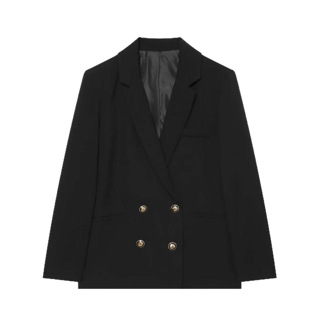 Damen Zweireihiger Oversize‑Blazer mit goldenen Zierknöpfen Nord Taschen