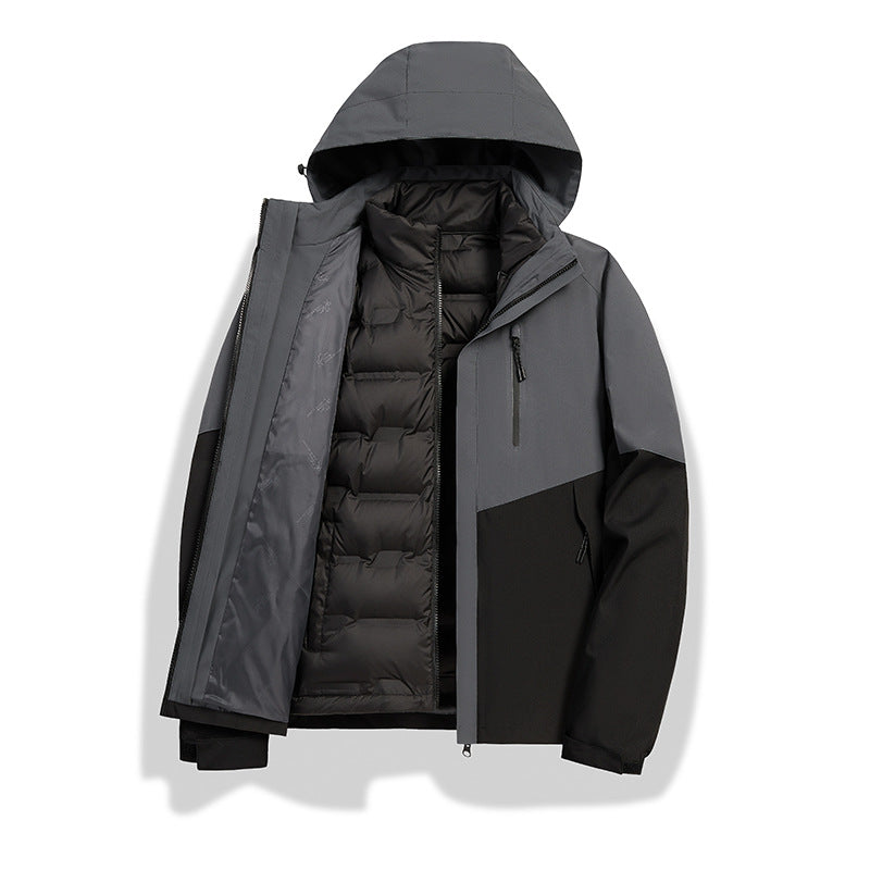 Damen 2-in-1 wasserdichte Winterjacke mit abnehmbarer Daunen-Innenweste Nord Taschen
