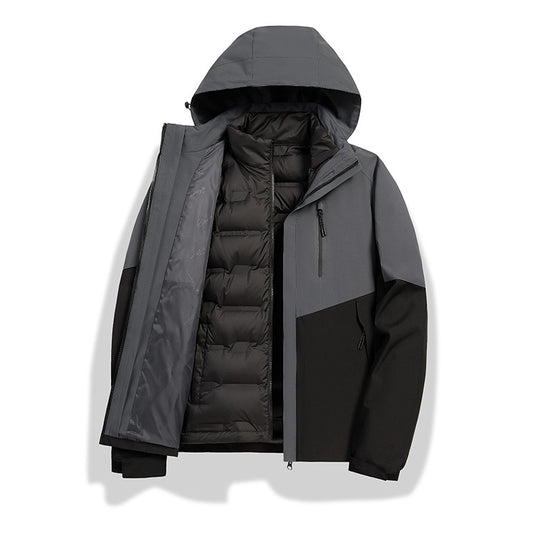 Damen 2-in-1 wasserdichte Winterjacke mit abnehmbarer Daunen-Innenweste Nord Taschen