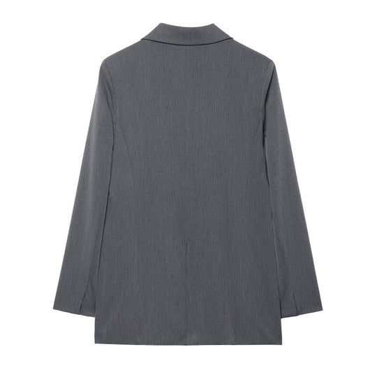 Damen Oversized strukturierter Doppelreiher-Blazer mit weitem Revers und Pattentaschen Nord Taschen
